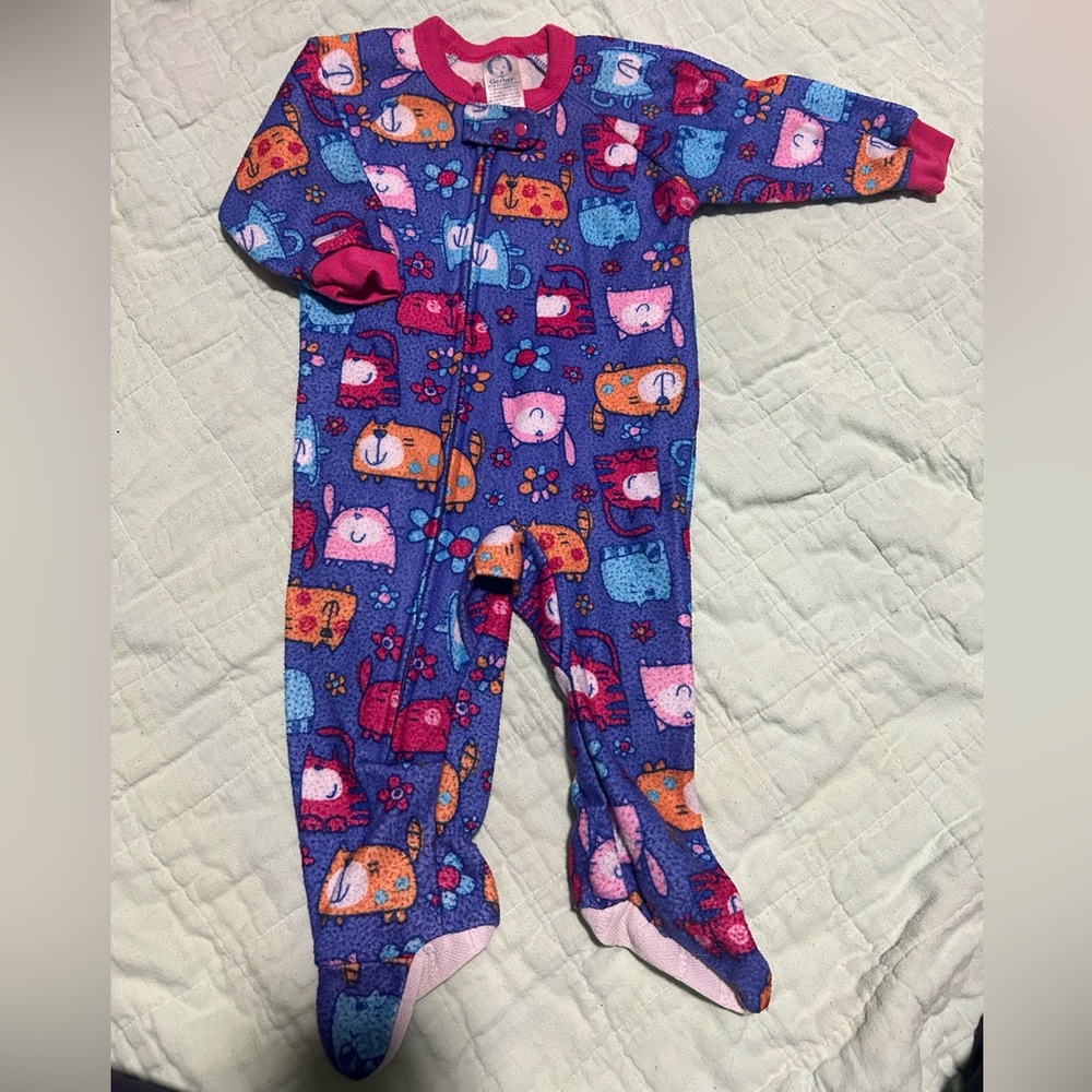 Gerber 12 Months Winter Zip up Neon Cat Footed Sleeper
